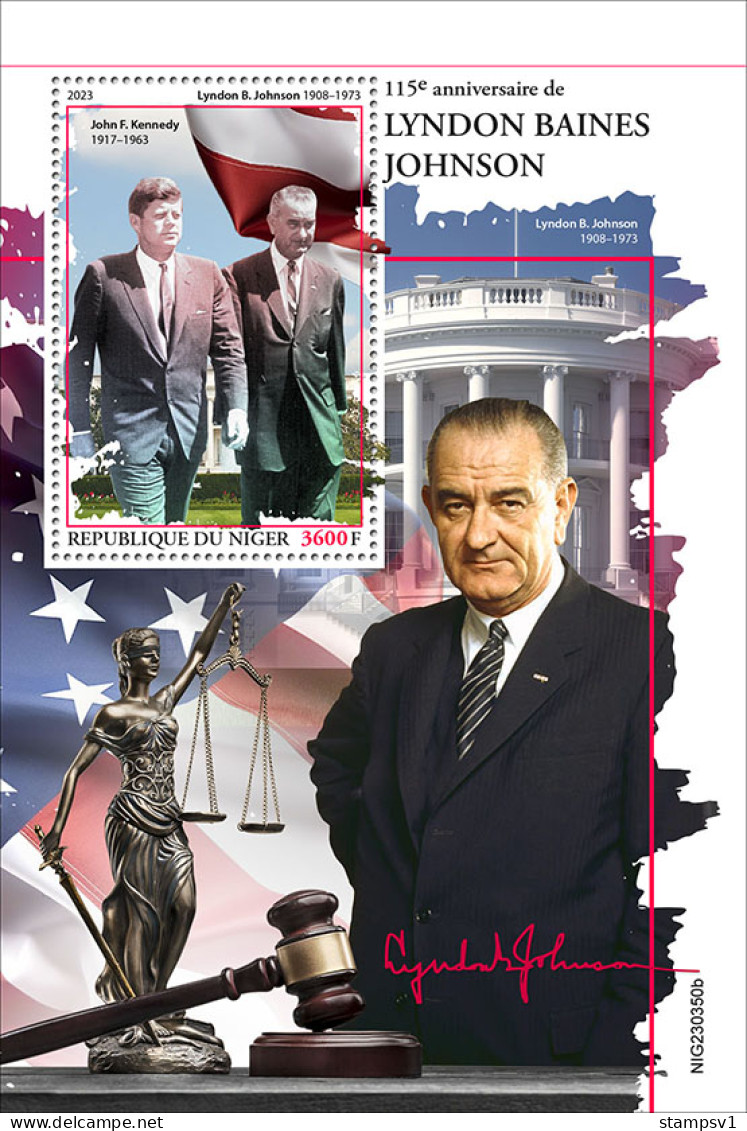 Niger  2023 115 Years Since The Birth Of Lyndon B. Johnson. John F. Kennedy. (350b) OFFICIAL ISSUE - Kennedy (John F.)