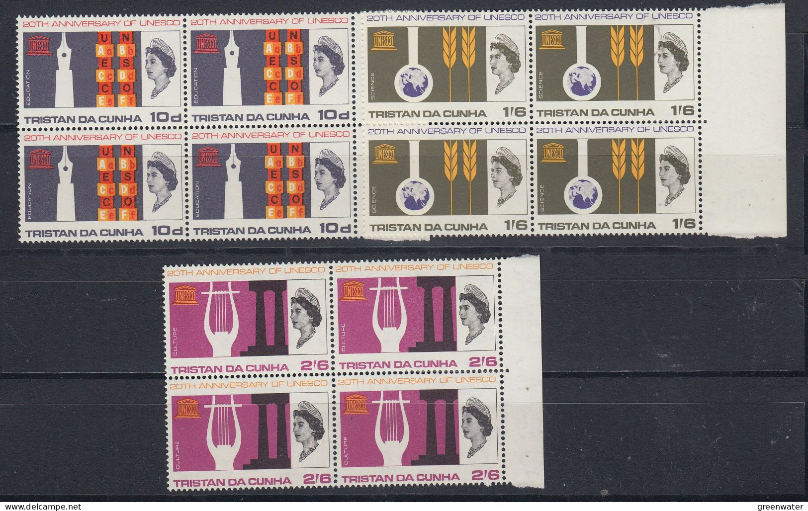 Tristan Da Cunha 1966 20th. Ann. Unesco 3v Bl Of 4 **  Mnh (TDC153) - Tristan Da Cunha