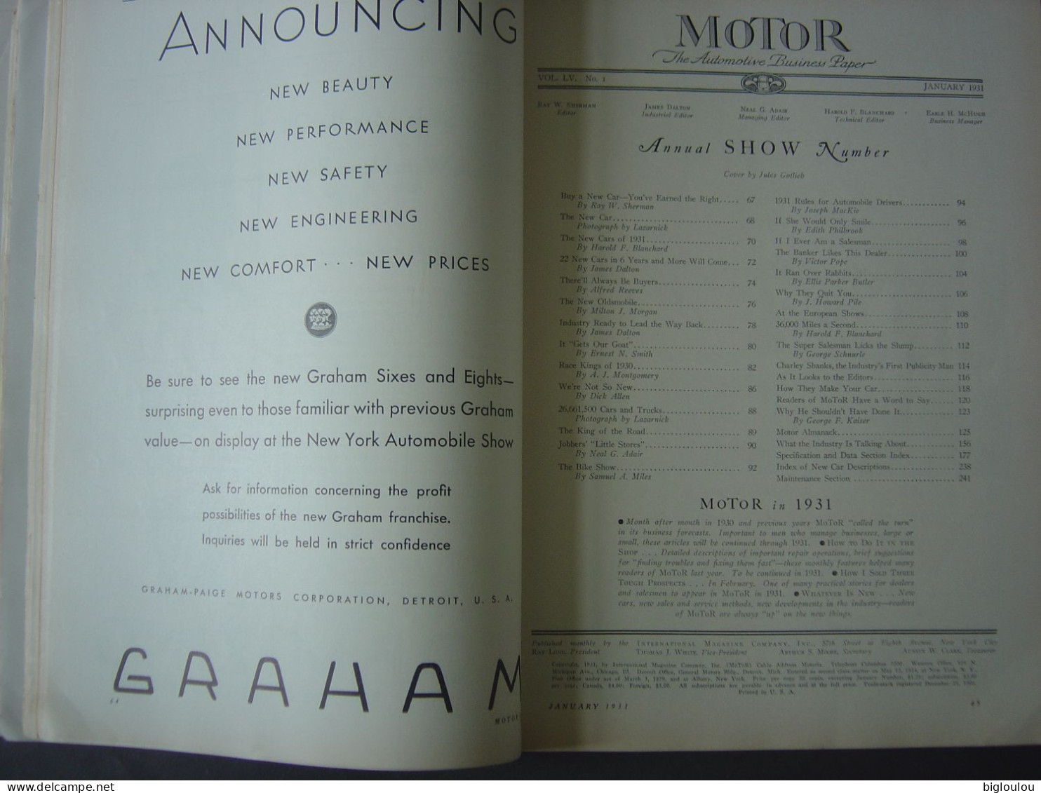 AUTOMOBILIA - MOTOR - ANNUAL SHOW NUMBER - 1931 - NUMERO SPECIAL - SALON AUTO - 350 PAGES