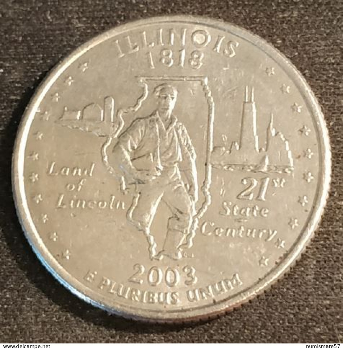 ETATS UNIS - USA - ¼ - 1/4 DOLLAR 2003 D - Illinois - KM 343 - Quarter Dollar - 1999-2009: State Quarters