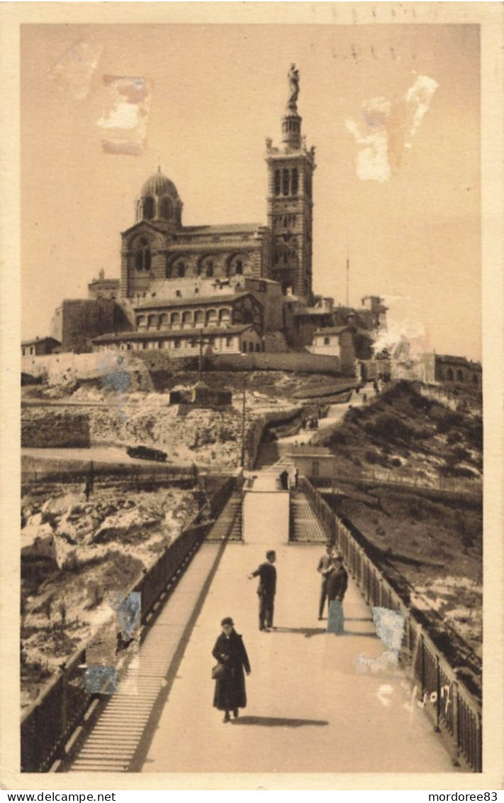 VIGNETTE NOTRE DAME DE LA GARDE MARSEILLE SUR CPA 1937 - Briefe U. Dokumente