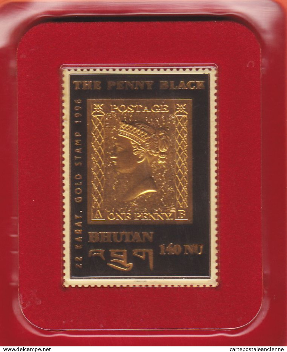 28636 / ⭐ BHUTAN 140 Nu 1996-THE PENNY BLACK- 22 Karat Gold Stamp BOUTHAN Timbre Carat Or MNH ** Sous Blister NON OUVERT - Bhutan