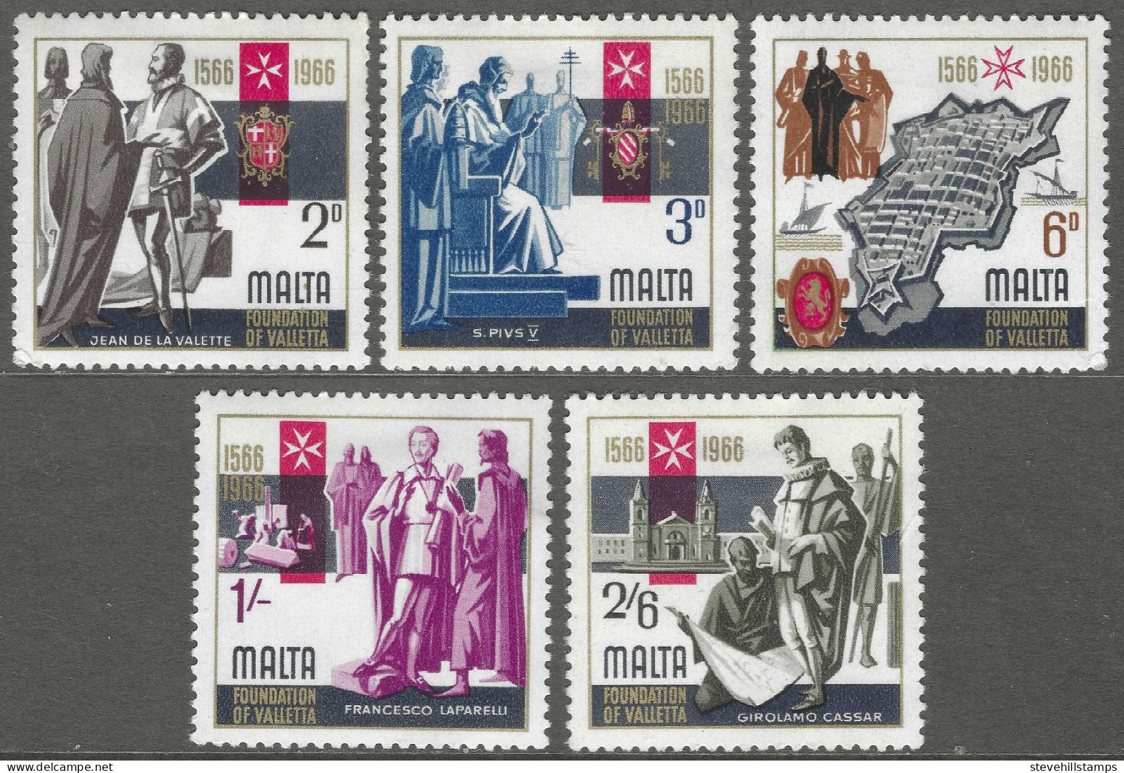 Malta. 1966 400th Anniversary Of Valletta. MH Complete Set. SG 366-370. M3023 - Malte