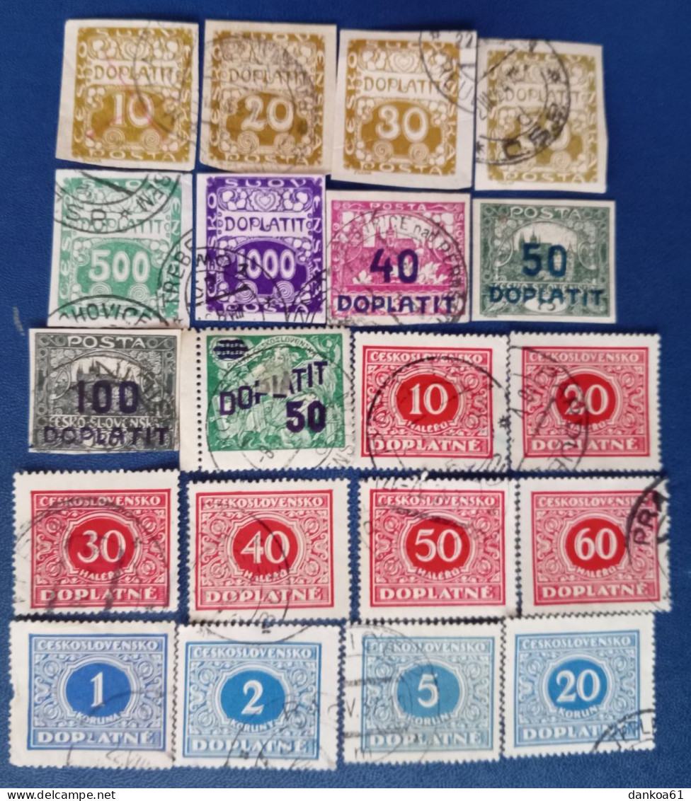 Tschechoslowakei Porto 1918-28  20 Marken (19 Gestempelt). - Postage Due