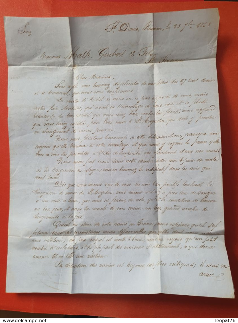 Lettre Avec Texte De St Denis De La Réunion Pour St Servan En 1858 - Réf  3405 - Cartas & Documentos