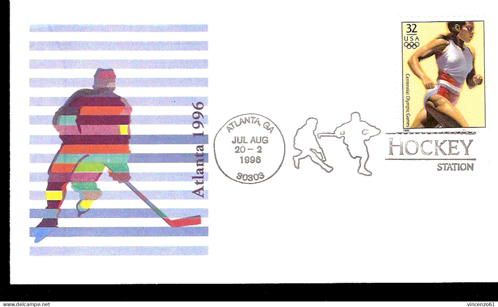 ATLANTA 1996 BUSTA CON AFFRANCATURA ED ANNULLO SPECIALE  HOCKEY - Rasenhockey