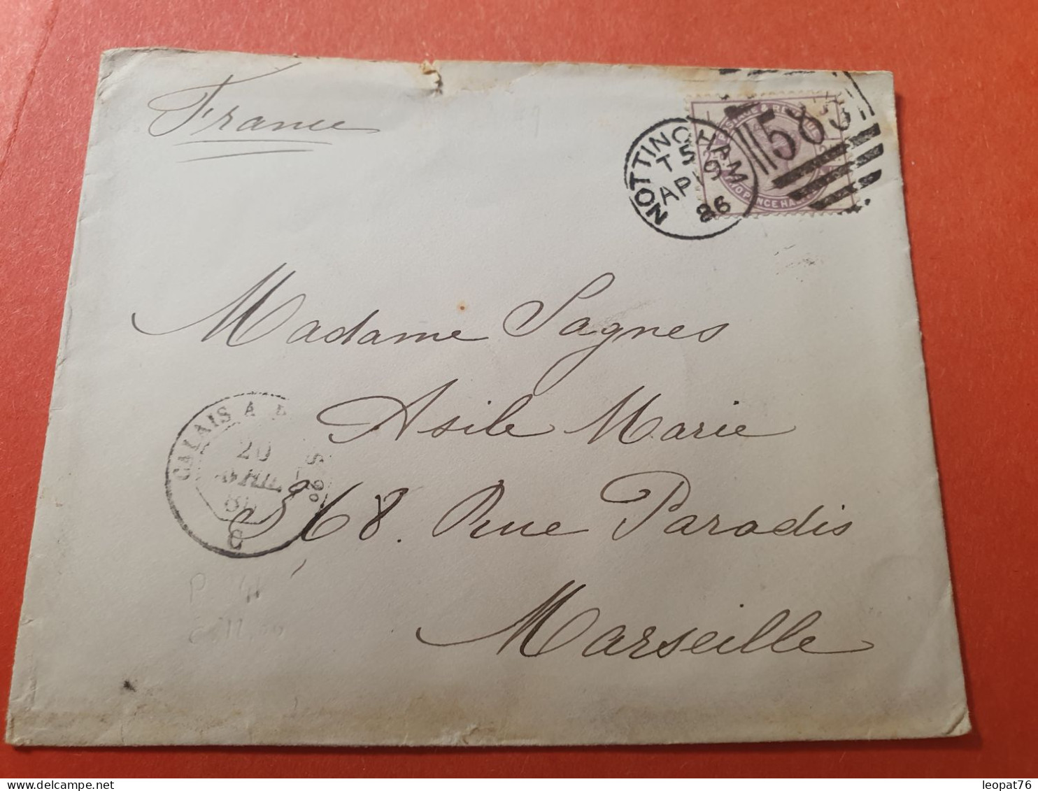 GB - Enveloppe De Nottingham Pour Marseille En 1886 - Ref 3416 - Lettres & Documents