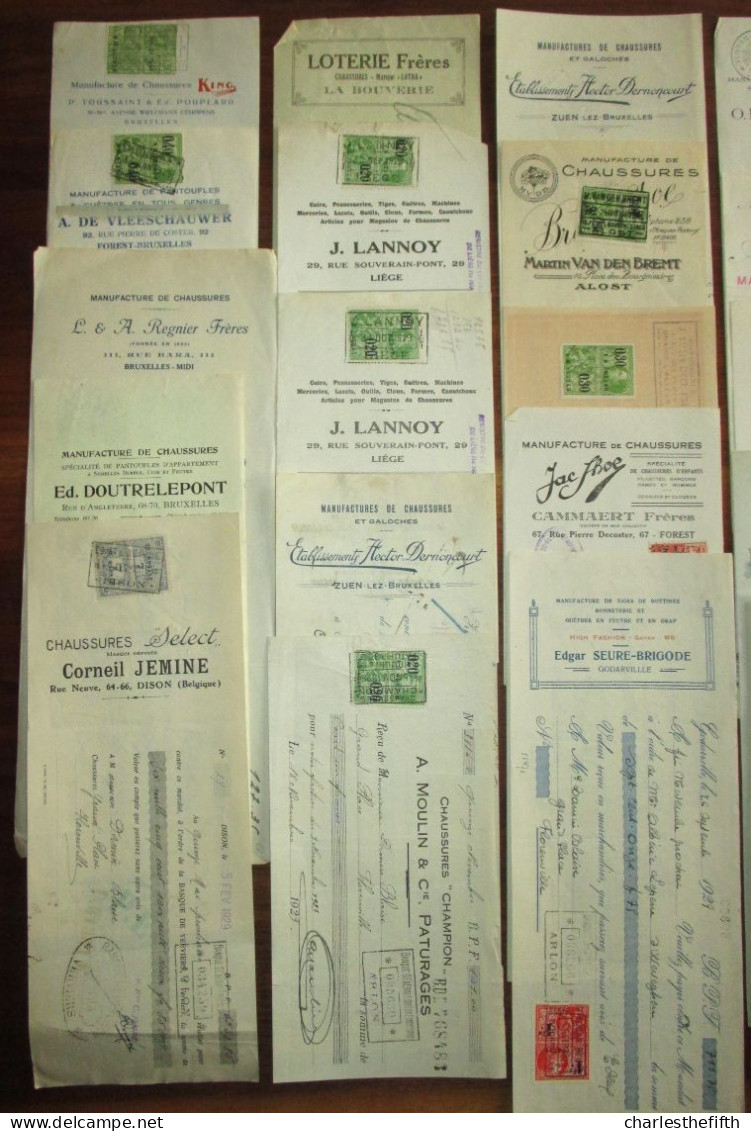 LOT DE 25 EFFETS / RECUS DE MANUFACTURES DE CHAUSSURES - SHOE MANUFACTURERS - 1900 – 1949