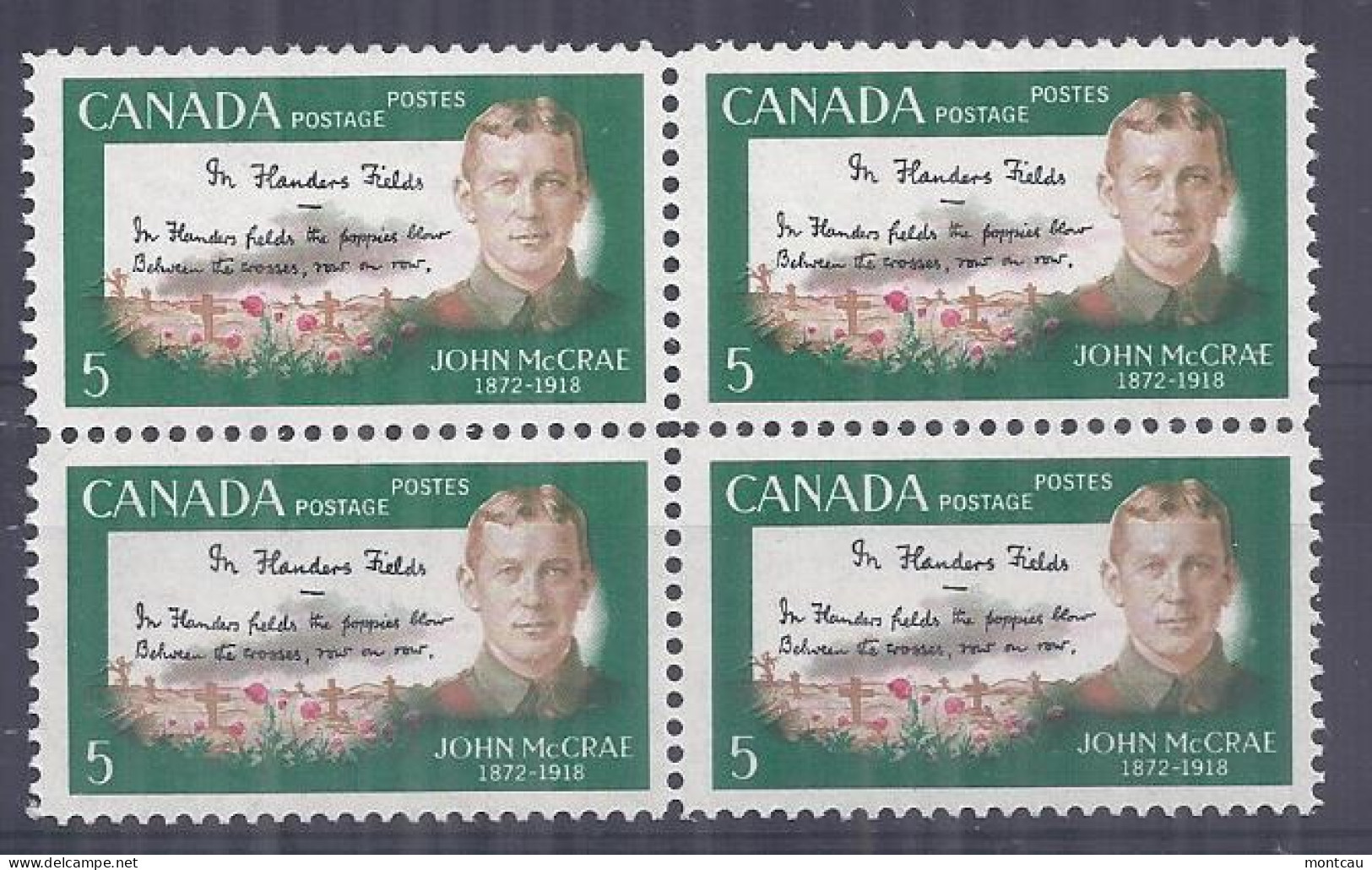 Canada 1968. John McCrae . Sc=487 (**) - Unused Stamps