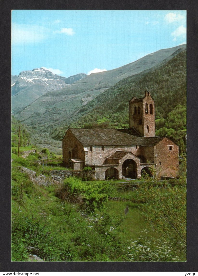Espagne - N° 9 - LINAS De BROTO (Huesca) Iglesia (Eglise) Romanica Y La Tendenera Al Fondo - Autres & Non Classés