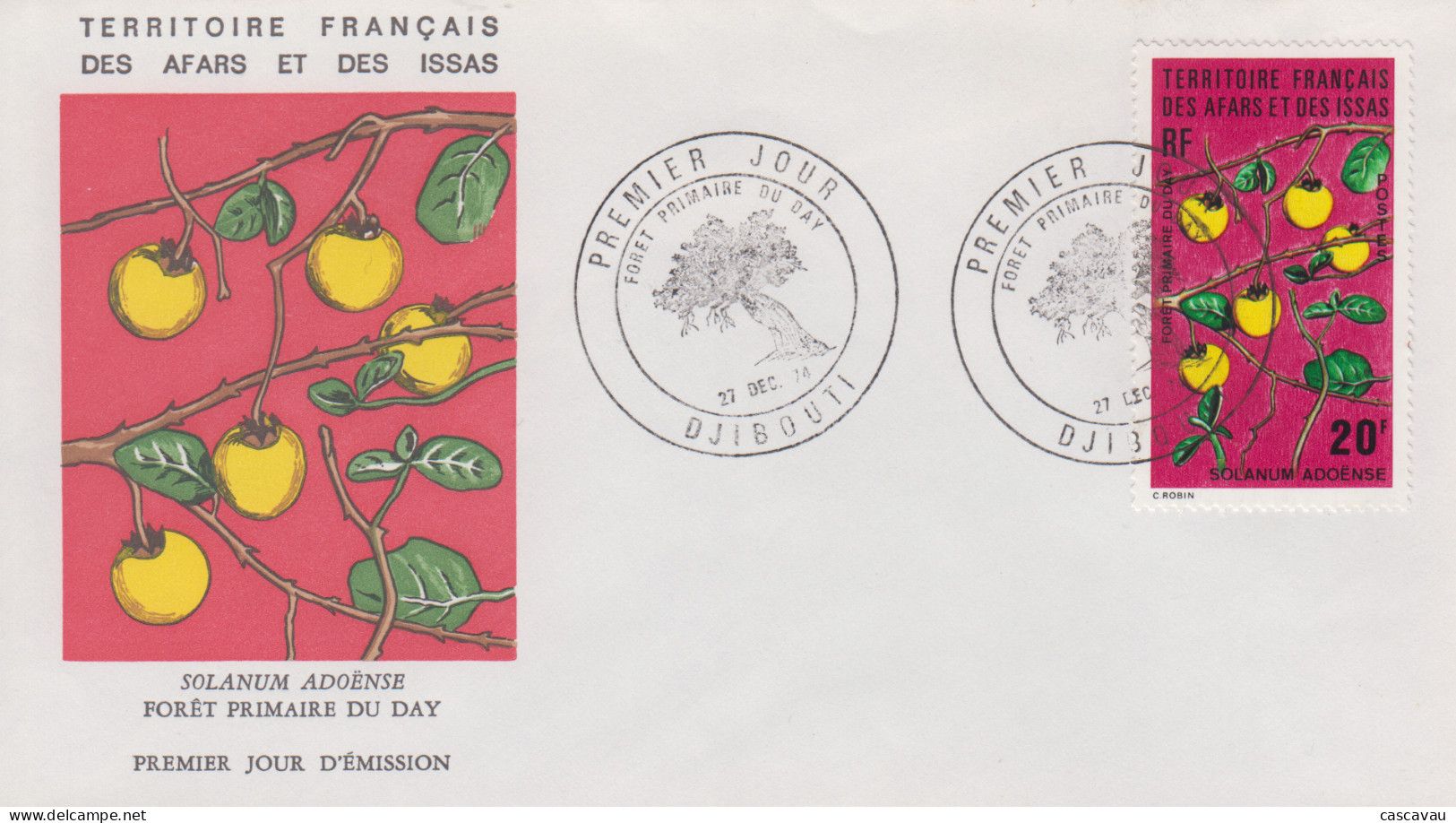 Enveloppe  FDC  1er  Jour  TERRITOIRE  FRANCAIS   Des   AFARS  Et  ISSAS   Forêt  Primaire  Du  Day   1974 - Autres & Non Classés