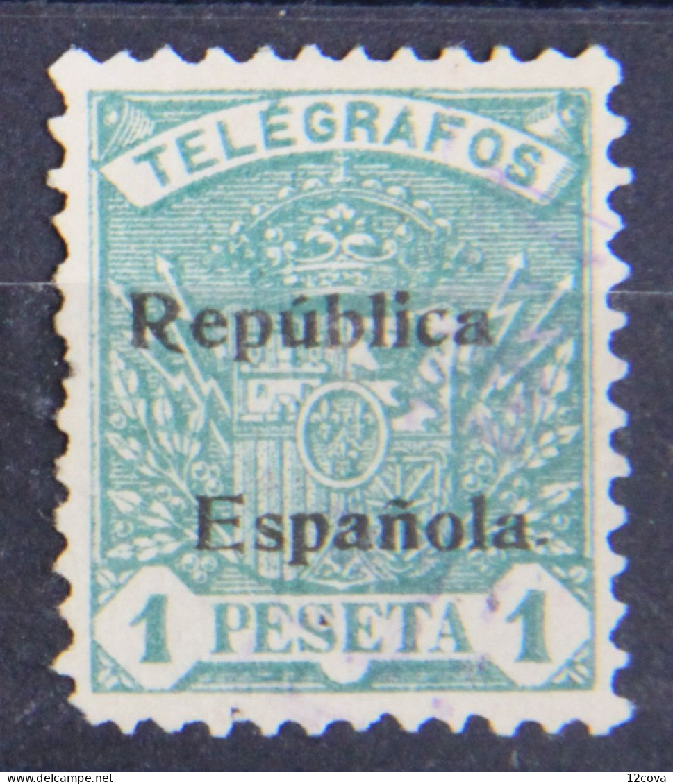 Telegrafos. 1 Pta. Sobrecarga República (*). Edifil 67 - Telegraph