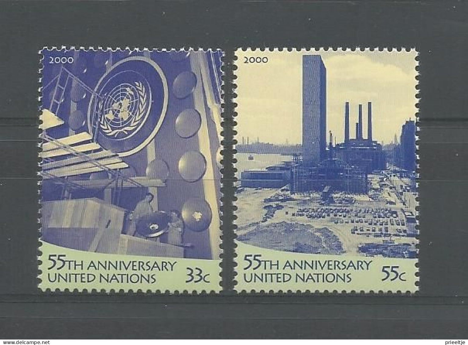 United Nations NY 2000 U.N. 35th Anniv. Y.T. 821/822 ** - Unused Stamps