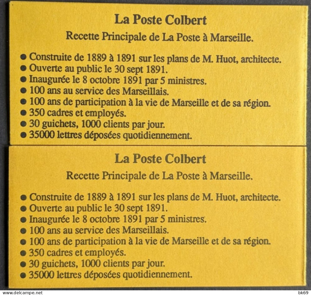 2712-CP1 & 2712-C1 Cote 244€ : Les 2 Carnets Marseille Poste Colbert  Briat D Rouge - Moderne : 1959-...