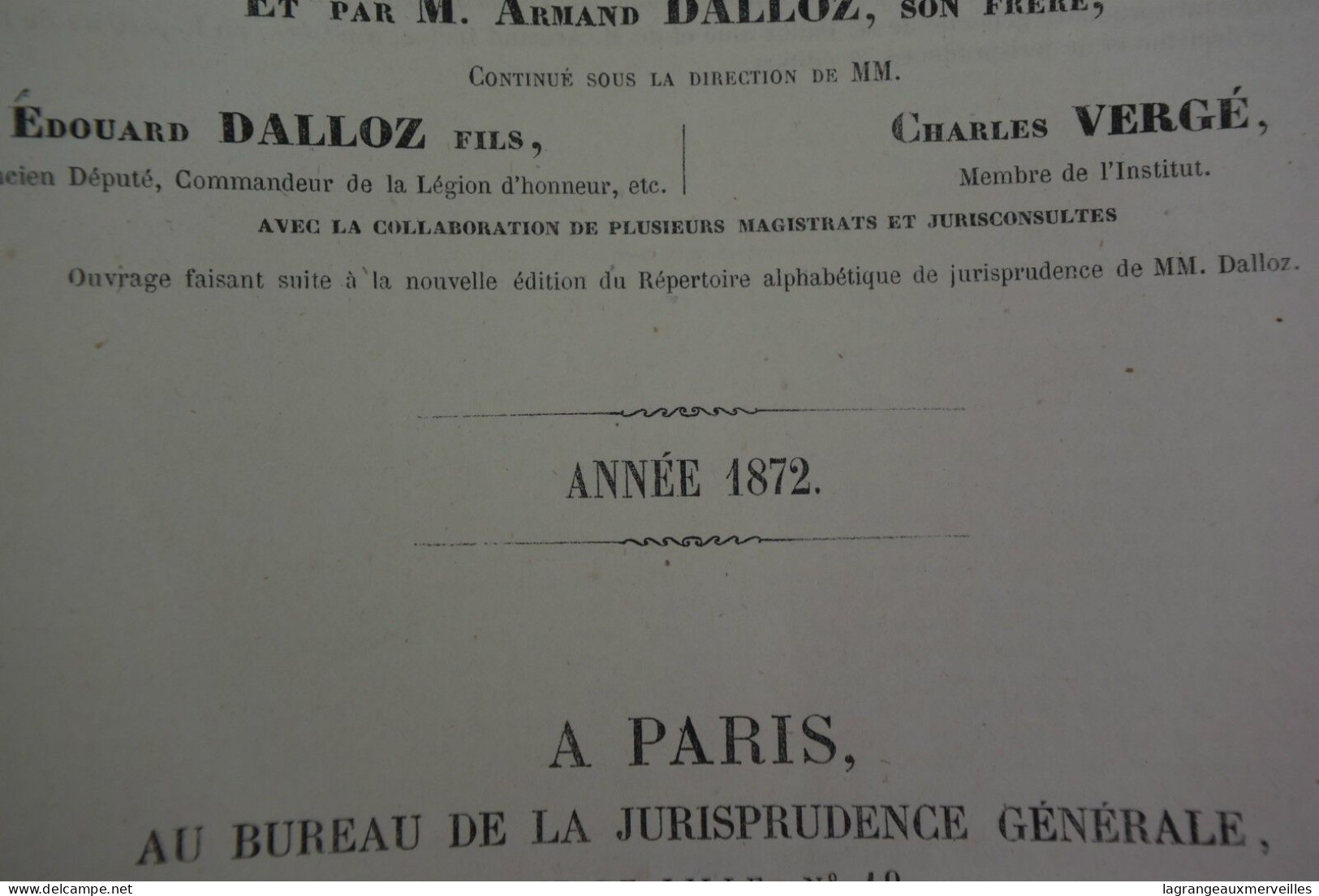 C72 Ancien Ouvrage De Jurisprudence PARIS 1872 - Decrees & Laws