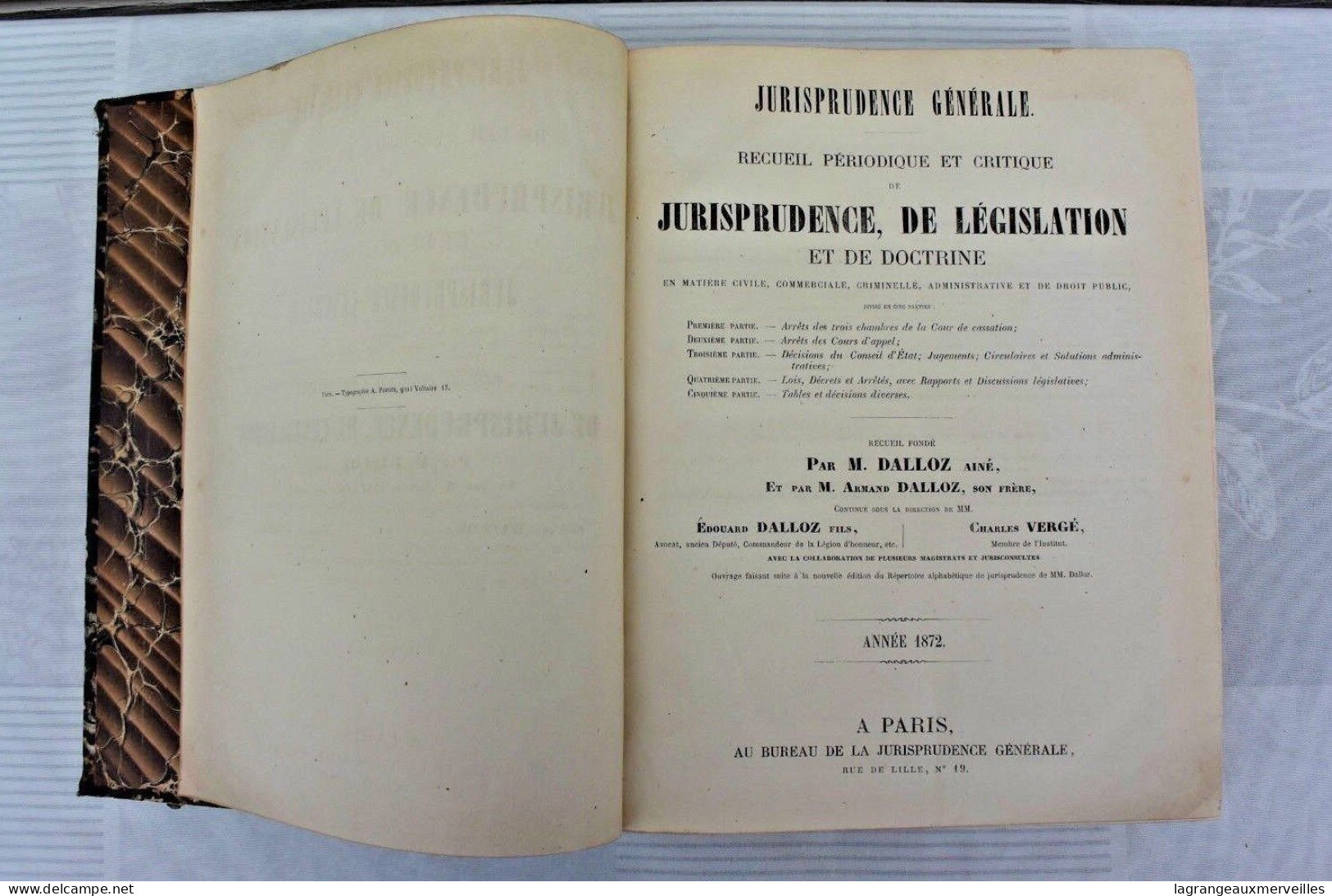 C72 Ancien Ouvrage De Jurisprudence PARIS 1872 - Décrets & Lois