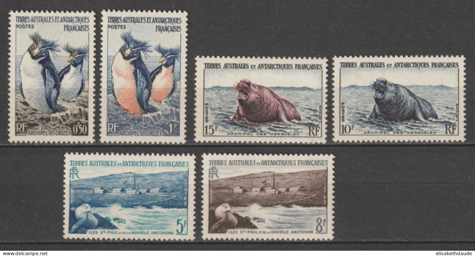 TAAF - 1956 - YVERT N° 2/7 **  MNH - ANIMAUX - COTE = 51.4 EUR. - Ungebraucht