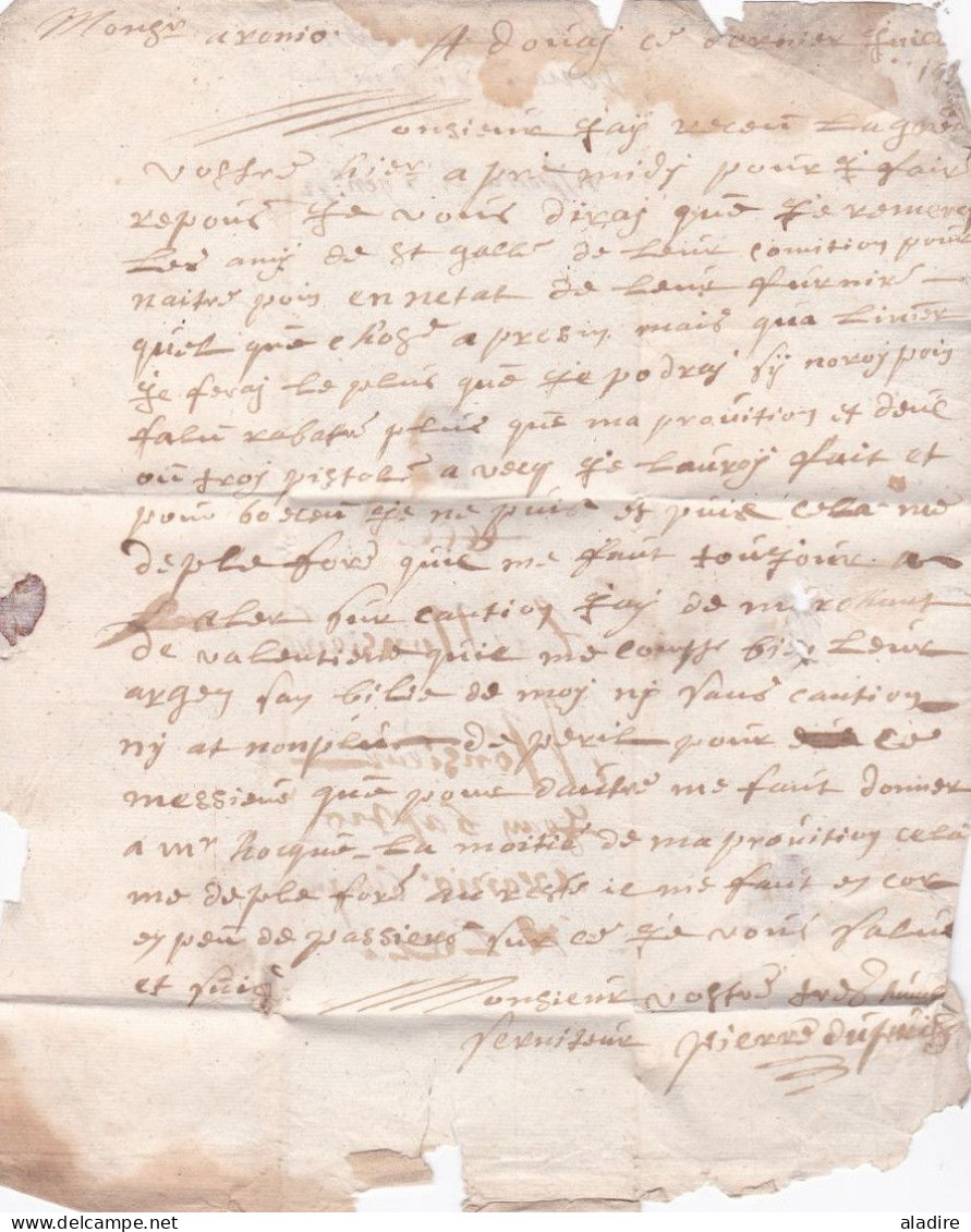 1691 - Lettre Pliée Avec Correspondance De Douay Douai, Flandre Aujourd'hui Nord, Vers Lille - Règne De Louis XIV - ....-1700: Precursori