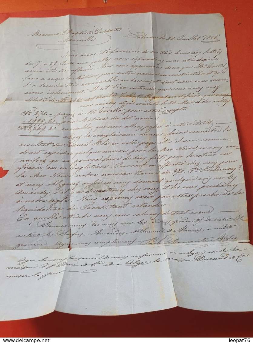 Italie  Lettre Avec Texte De Palerme Pour Marseille En 1856 - Réf 3437 - Sicilia