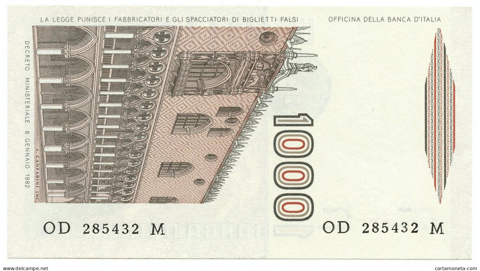 1000 LIRE MARCO POLO LETTERA D 28/10/1985 FDS - Other & Unclassified