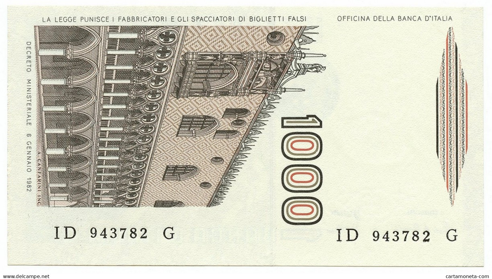 1000 LIRE MARCO POLO LETTERA D 28/10/1985 FDS - Sonstige & Ohne Zuordnung