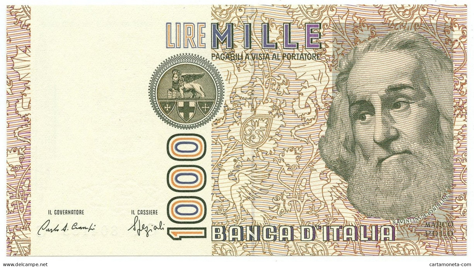 1000 LIRE MARCO POLO LETTERA F 20/10/1988 FDS - Otros & Sin Clasificación