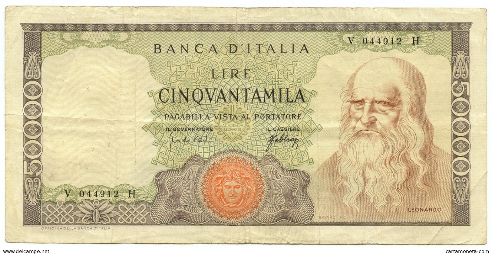 50000 LIRE BANCA D'ITALIA LEONARDO DA VINCI MEDUSA 03/07/1967 BB - Sonstige & Ohne Zuordnung