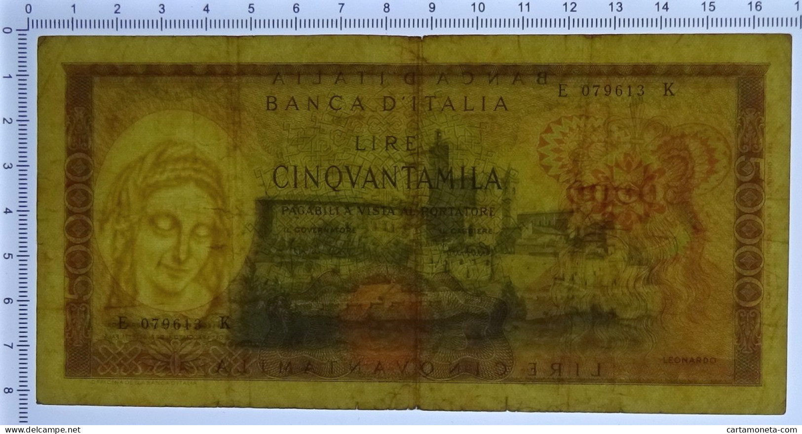 50000 LIRE BANCA D'ITALIA LEONARDO DA VINCI MEDUSA 19/07/1970 BB - Altri & Non Classificati