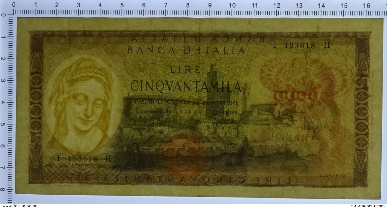 50000 LIRE BANCA D'ITALIA LEONARDO DA VINCI MEDUSA 16/05/1972 BB/SPL - Andere & Zonder Classificatie