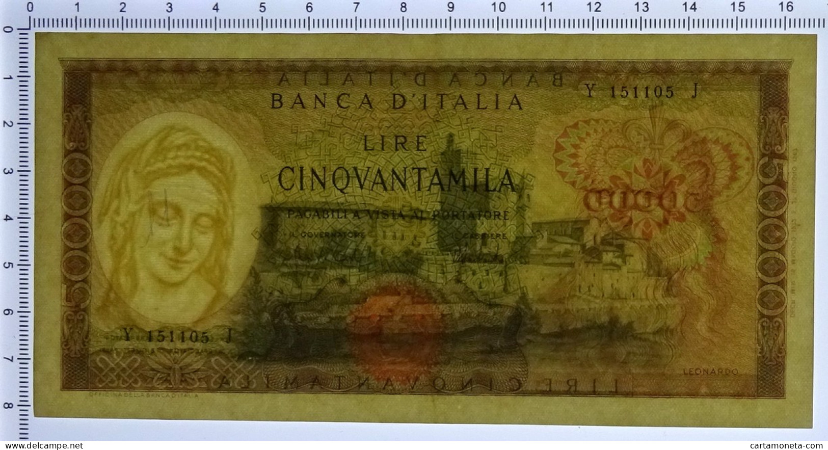 50000 LIRE BANCA D'ITALIA LEONARDO DA VINCI MEDUSA 16/05/1972 BB+ - Sonstige & Ohne Zuordnung