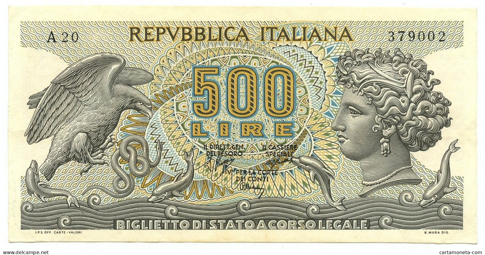 500 LIRE BIGLIETTO DI STATO ARETUSA SENZA FIBRILLE FUORI SERIE 23/02/1970 SPL- - Other & Unclassified