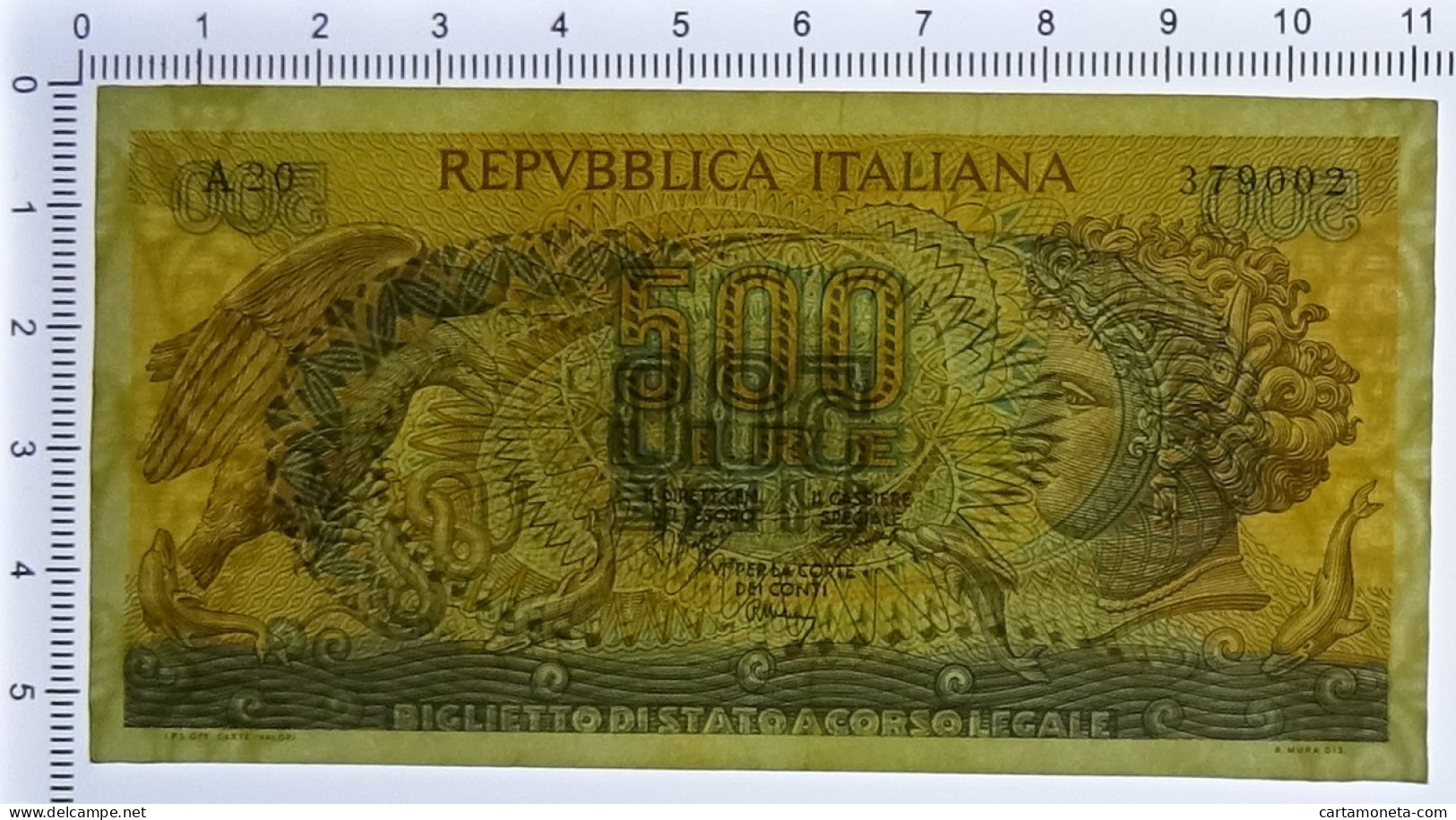 500 LIRE BIGLIETTO DI STATO ARETUSA SENZA FIBRILLE FUORI SERIE 23/02/1970 SPL- - Andere & Zonder Classificatie