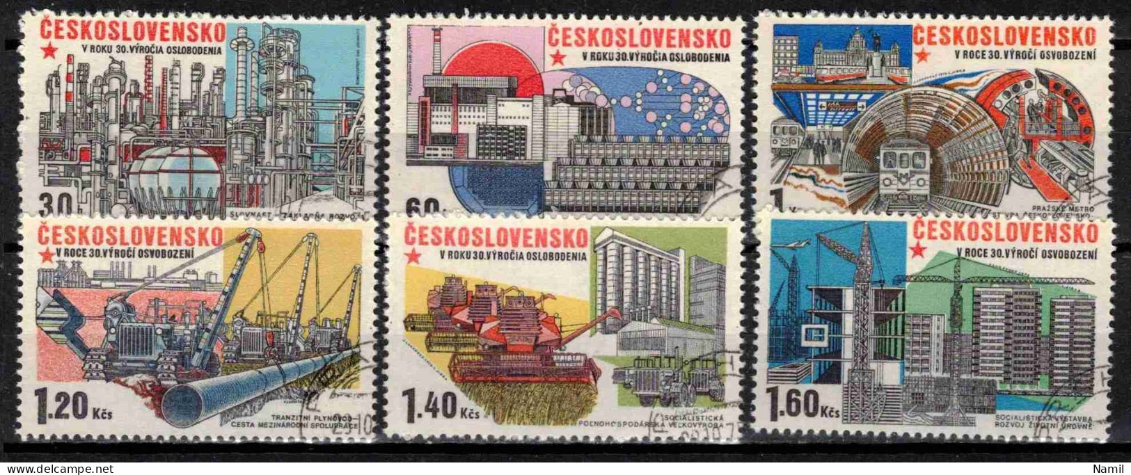 Tchécoslovaquie 1975 Mi 2285-90 (Yv 2128-33), Obliteré - Usados