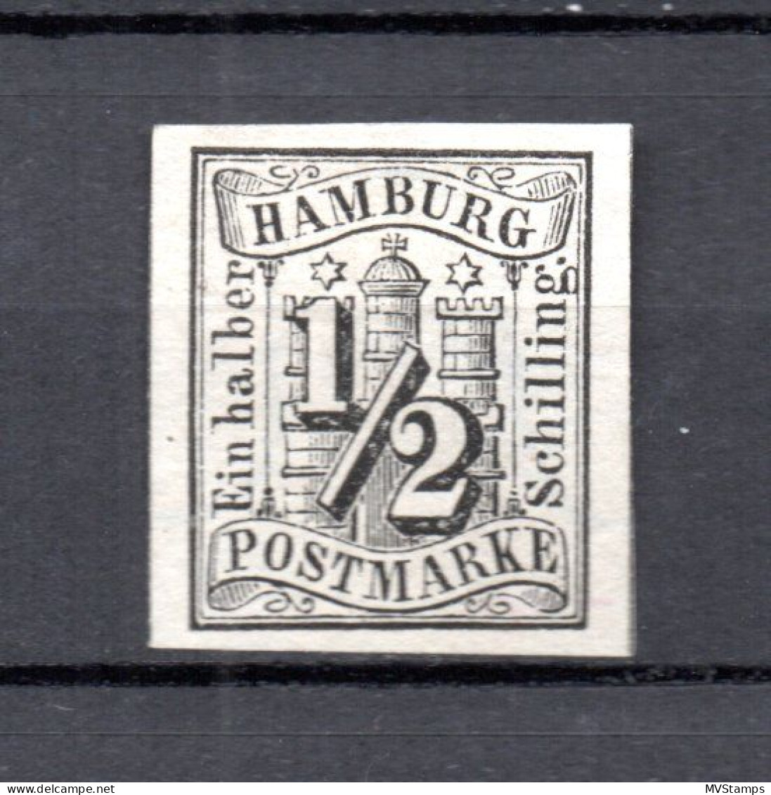 Hamburg (Germany) 1859 Old Coat Of Arms Stamp (Michel 1) Unused No Gum - Hamburg