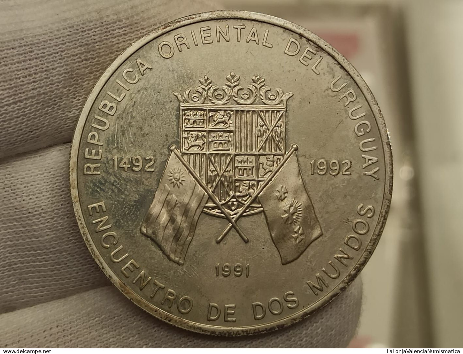Uruguay 50000 Nuevos Pesos 1991 Encuentro De Dos Mundos 1492-1992 Km 100 Plata - Uruguay