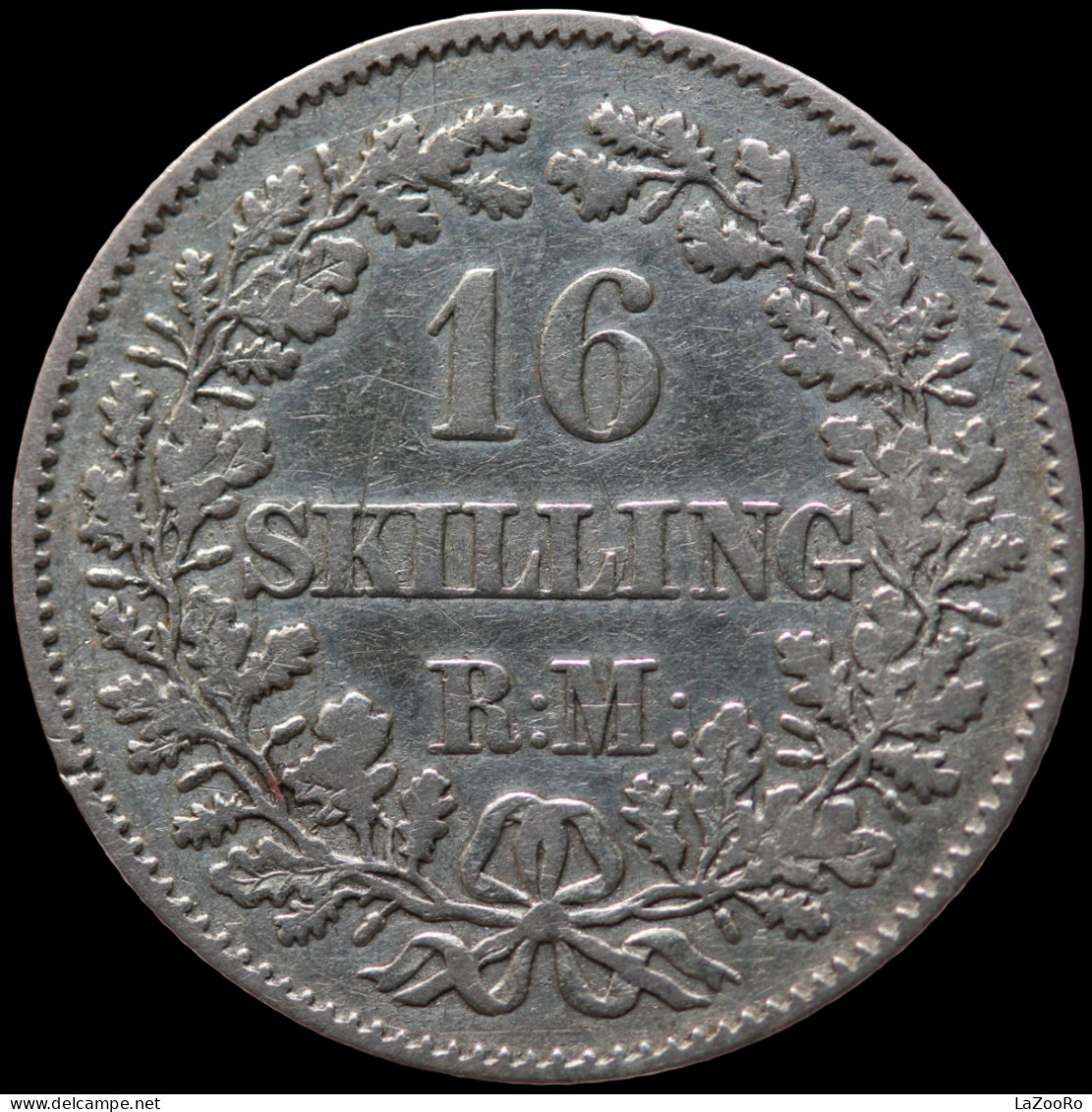 LaZooRo: Denmark 16 Skilling 1857 VF / XF - Silver - Danemark