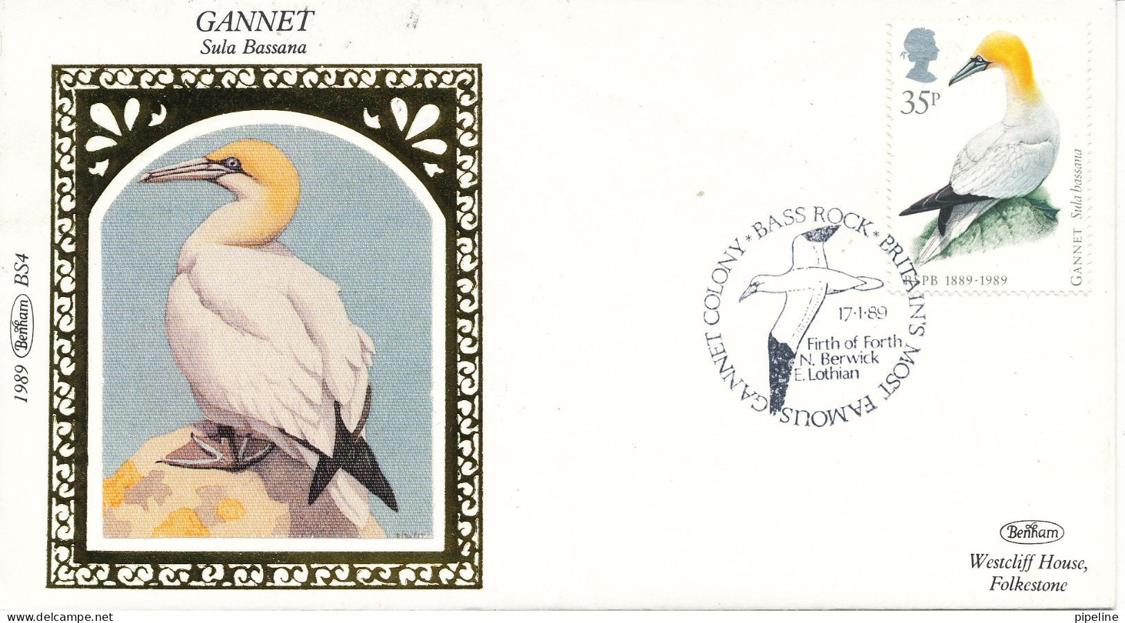 Great Britain FDC 17-1-1989 Gannet With SILK Cachet (only Max 5000 Of This Silk Covers) - 1981-1990 Em. Décimales