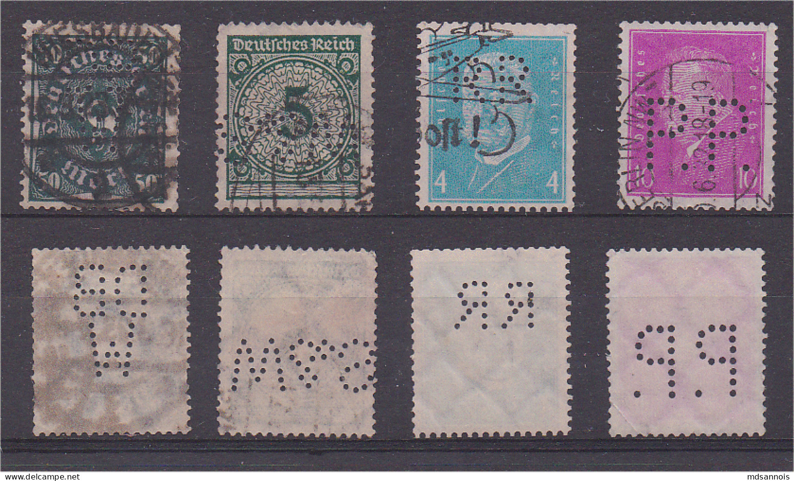 Allemagne 4 Timbres N° 203, 332, 401A Et 404A Perforés - Altri & Non Classificati