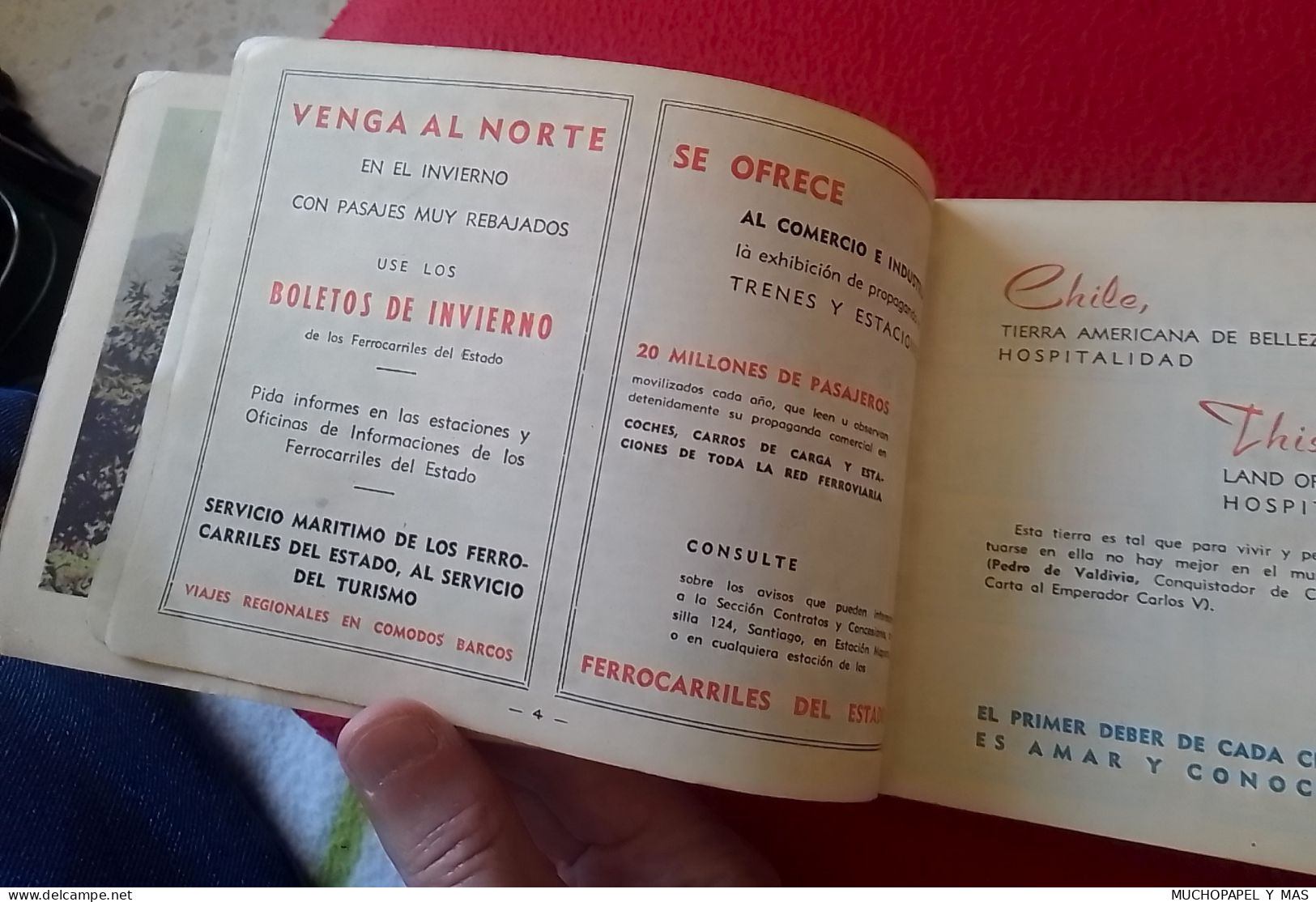 ANTIGUA GUÍA DEL VERANEANTE 1953 EDITA FERROCARRILES DEL ESTADO CHILE, 402 PÁG. CON MAPAS FOTOS..GUIDE...MAPS CARTES ETC - Aardrijkskunde & Reizen