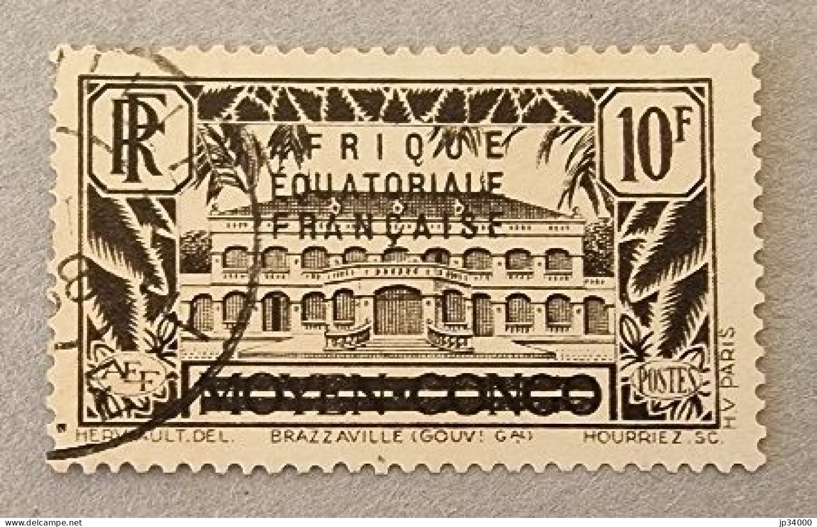 AFRIQUE EQUATORIALE FRANçAISE Yvert N°15 Oblitéré, Used(Moyen Congo Surchargé) - Used Stamps