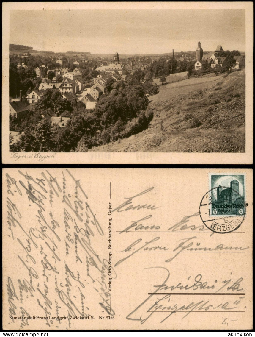 Ansichtskarte Geyer Blick Auf Die Stadt 1938 - Geyer