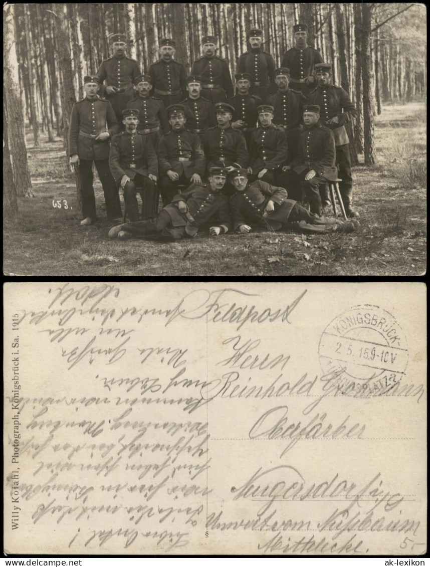 Foto AK Königsbrück Truppenübungsplatz - Gruppenbild 1915  Gel. Feldpoststempel - Koenigsbrueck