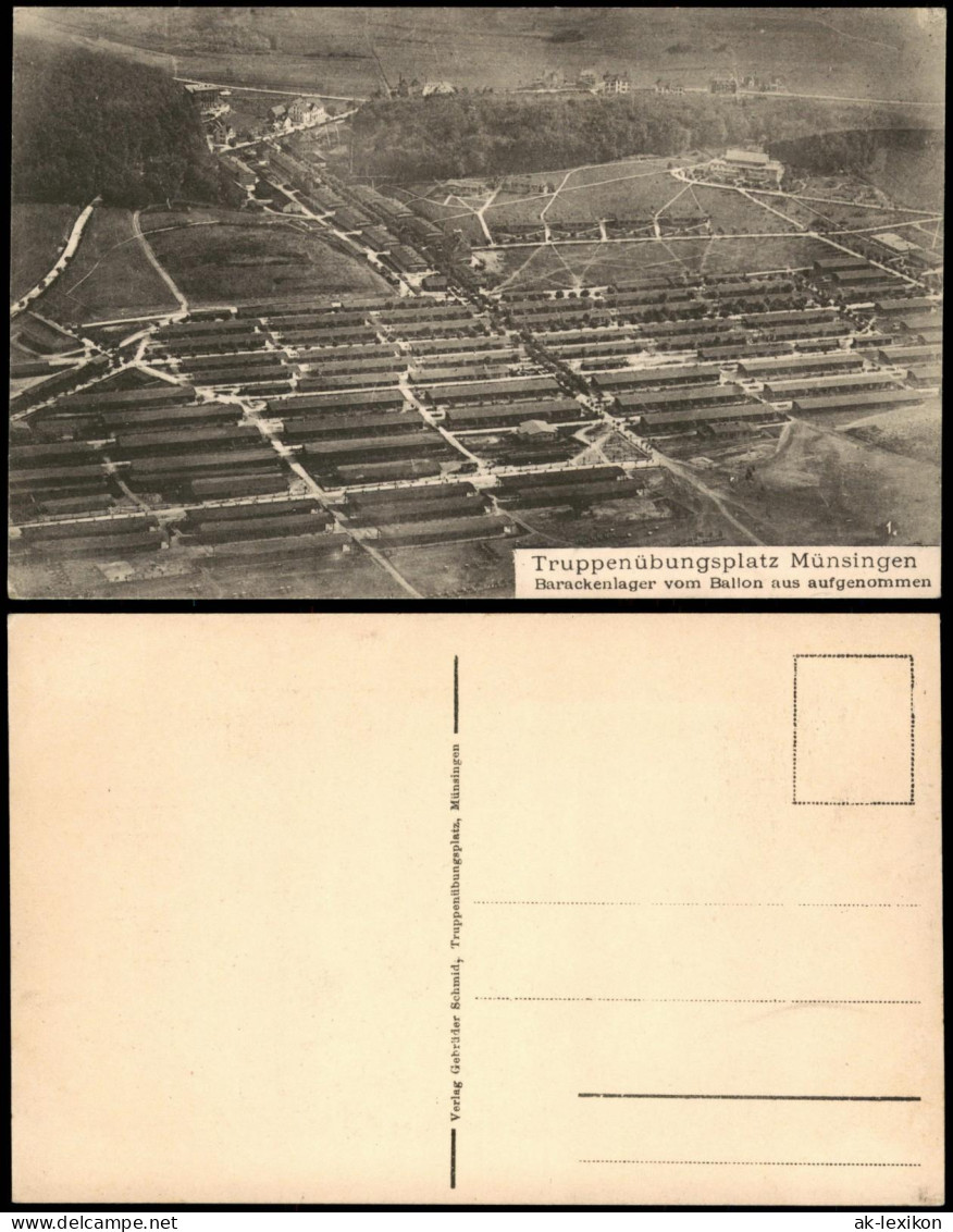 Münsingen (Württemberg) Truppenübungsplatz Barackenlager Ballon  Luftbild 1910 - Muensingen