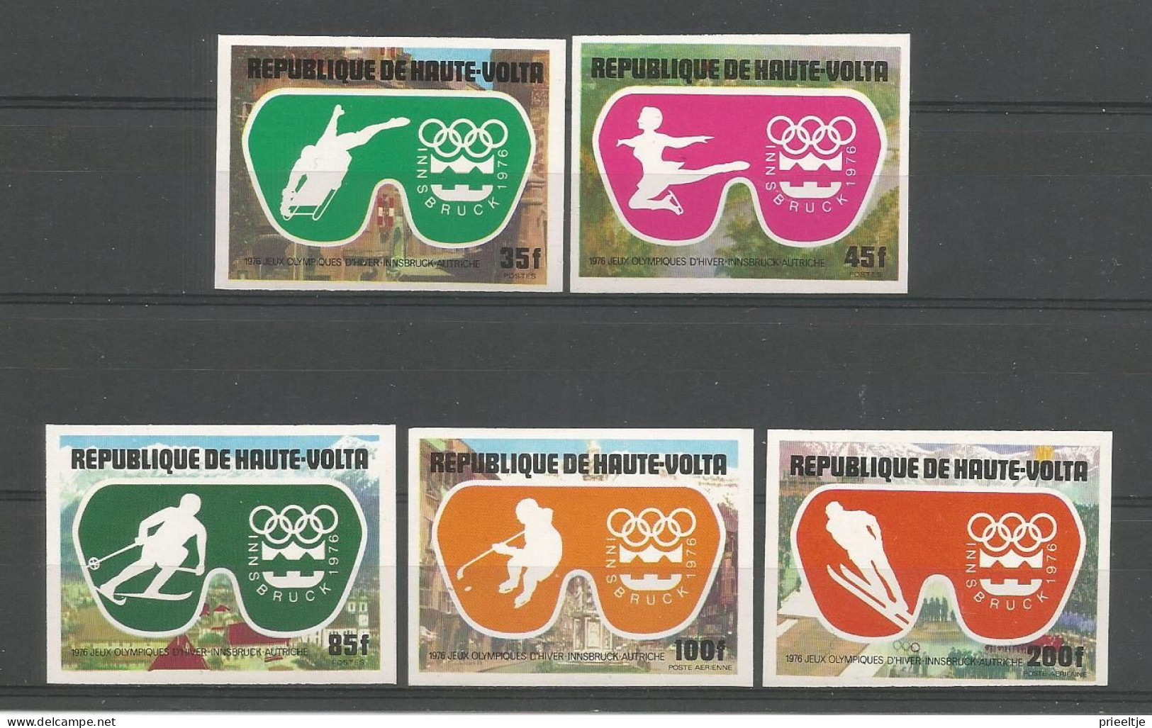 Haute-Volta 1975 Ol. Winter Games Innsbruck Imperf.  Y.T. 370/372+A199/200 ** - Alto Volta (1958-1984)