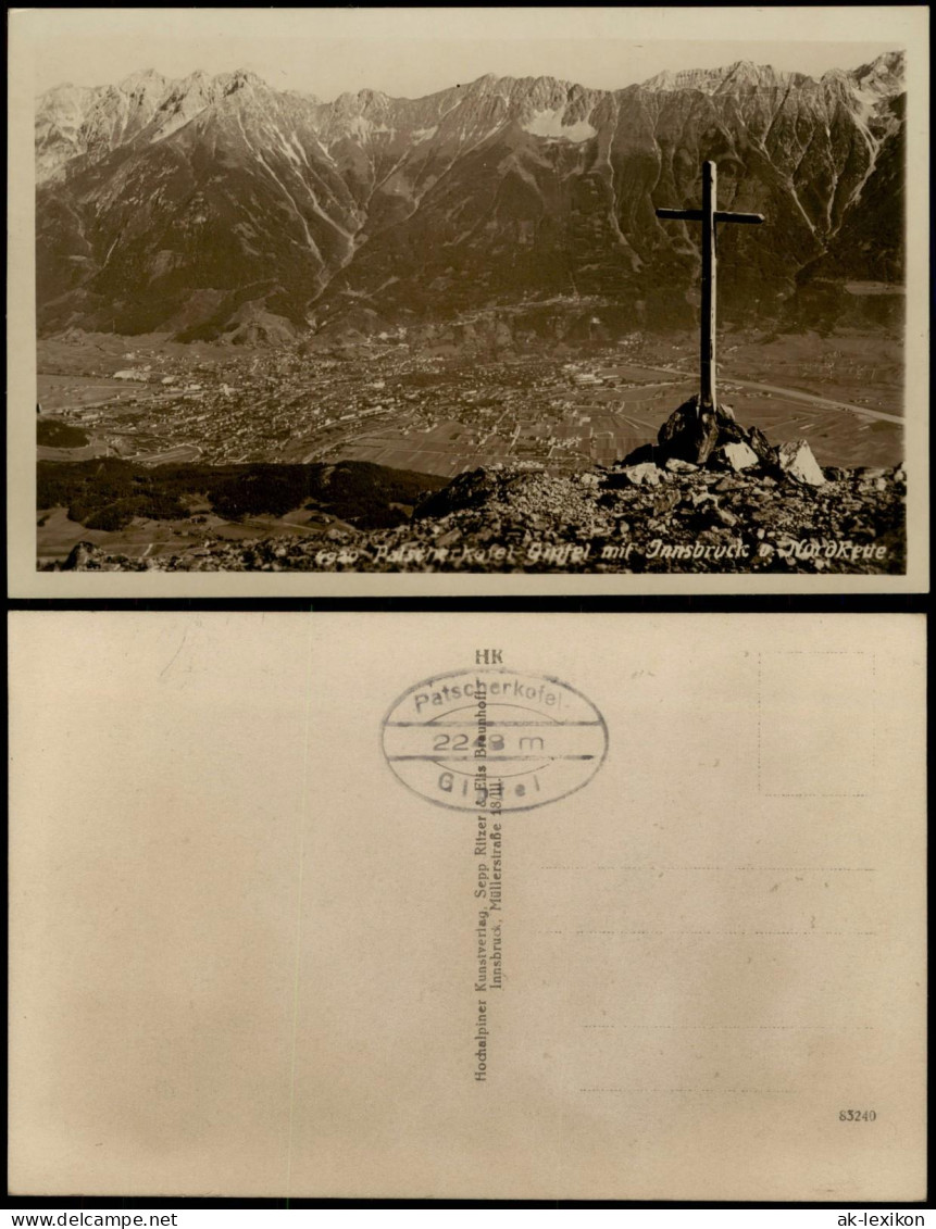 Ansichtskarte Innsbruck Gipfelkreuz Und Stadt 1930 - Innsbruck