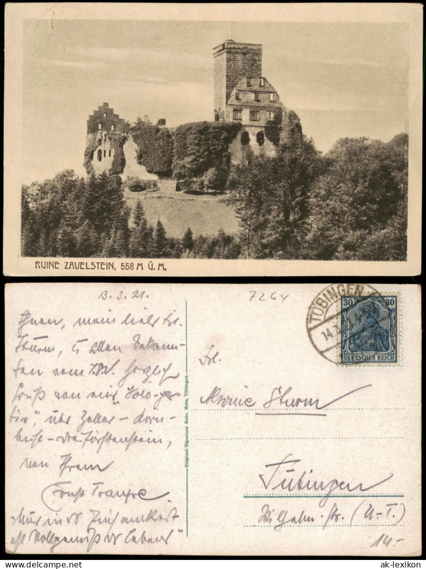 Ansichtskarte Bad Teinach-Zavelstein Burgruine Zavelstein 1921 - Bad Teinach