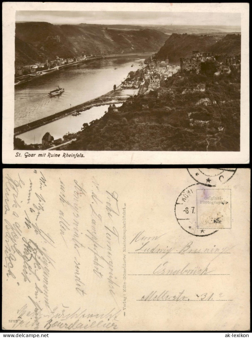 Ansichtskarte Sankt Goar Ruine Rheinfels - Stadtblick - Dampfer 1916 - St. Goar