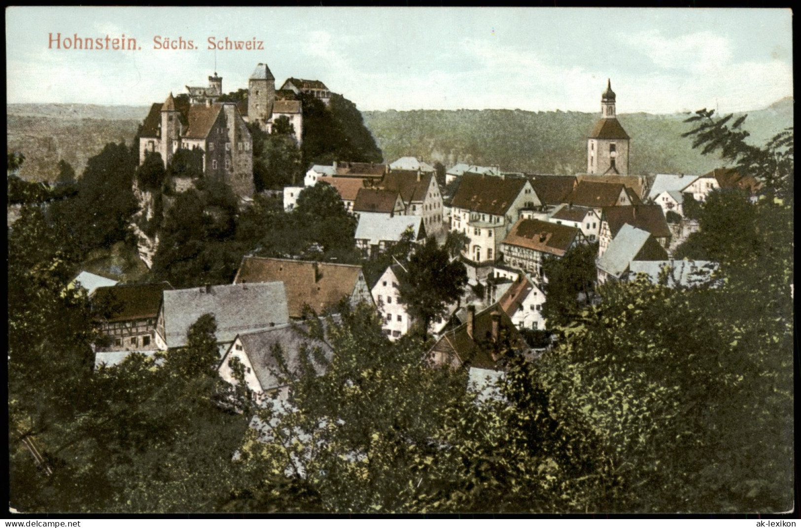 Hohnstein (Sächs. Schweiz) Panorama-Ansicht Ortsansicht 1910/1908 - Hohnstein (Saechs. Schweiz)
