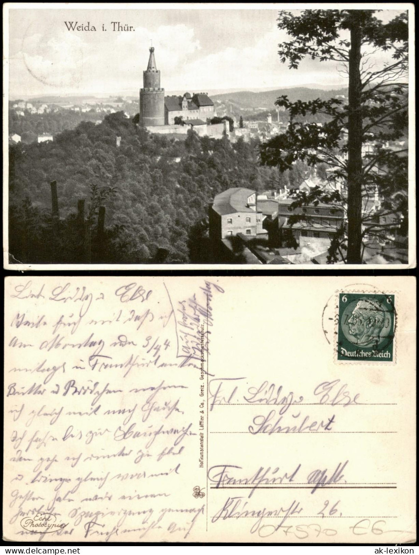Ansichtskarte Weida (Thüringen) Panorama-Ansicht 1935 - Weida