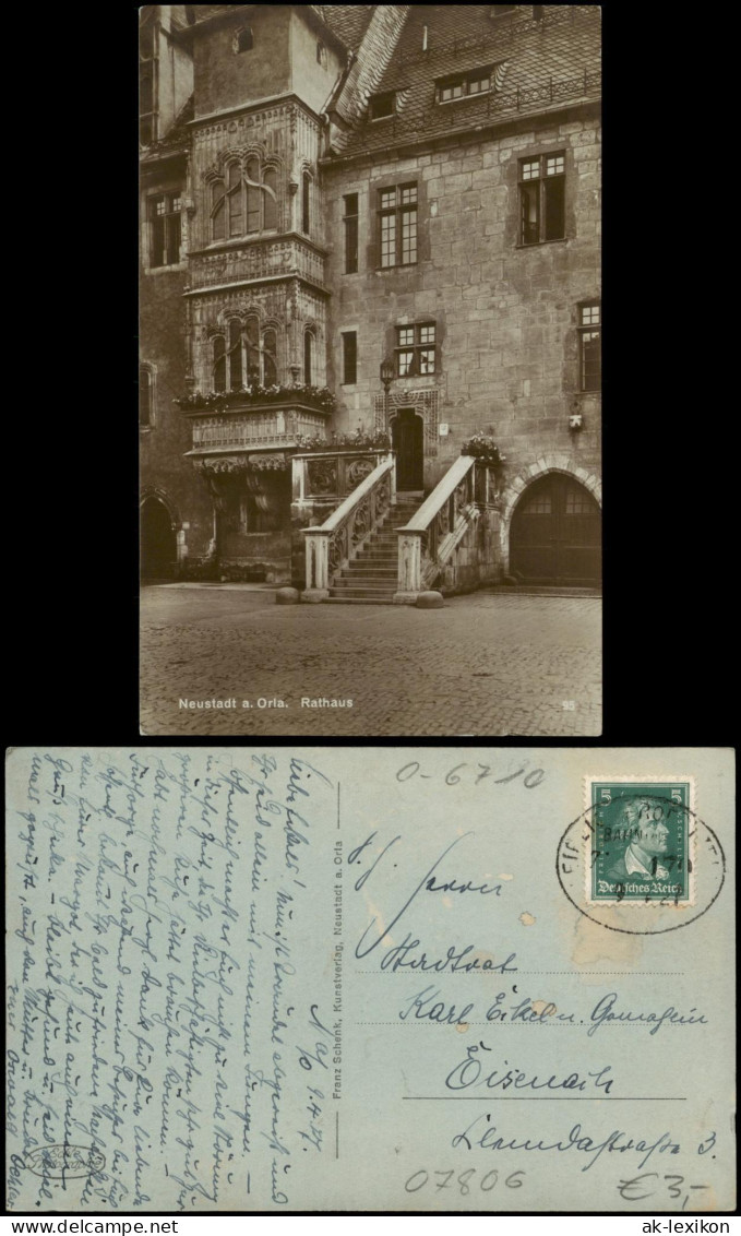 Ansichtskarte Neustadt (Orla) Partie Am Rathaus 1927 - Neustadt / Orla